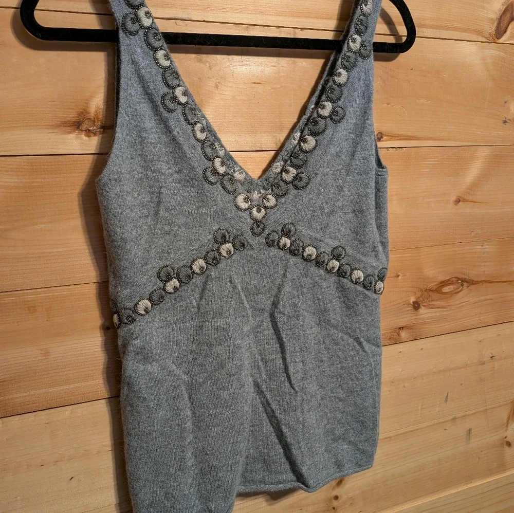 J. Crew Gray Embellished Tank Top.. BEAUTIFUL..NWT Small - Picture 2 of 4